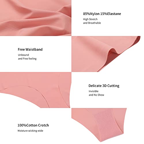 Image of SHARICCA Women Seamless Cheeky Bikini No Show Panties Ladies Invisible Breathable Briefs Soft Stretch Underwear Multi Pack