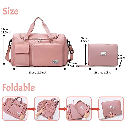 يوروتشي شنطة دفل قابلة للطي للسفر وصالة الالعاب الرياضية، شنط دفل رياضية منفصلة جافة ورطبة، شنطة يوغا، شنطة حمل مع جيب للحذاء، شنطة سفر لعطلة نهاية الاسبوع (لون