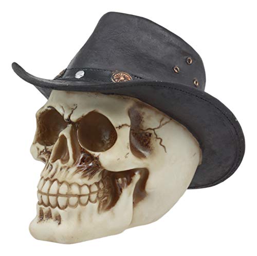 Ebros Western Cowboy Rodeo Skull Statue 6.75"Long Day Of The Dead Skull Figurine #TOP1