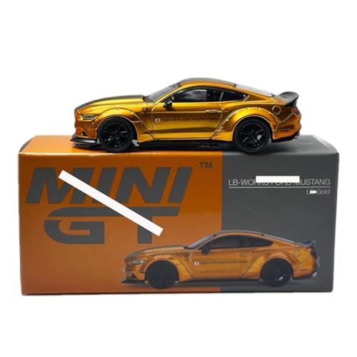 Auto de metal 1:64 Mustang LB Works Ford Gold modelo coleccionable miniatura 2