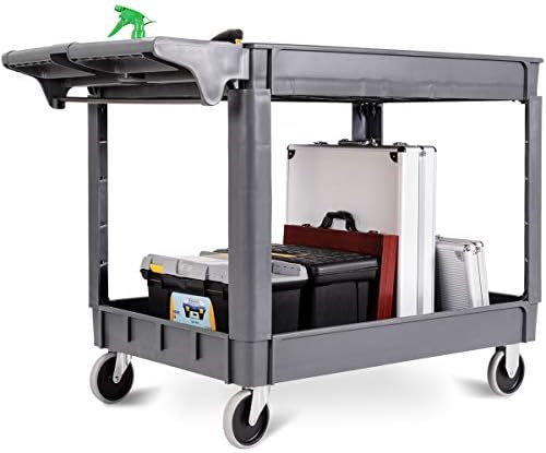 COSTWAY Rolling Trolley Cart, Mobile Utility Storage Organiser Shelves with Swivel Wheels and Handle, Multi-Purpose Serving Cart for Garage Workshop Transport (Grey, 118 x 64 x 84cm)