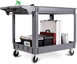 COSTWAY Rolling Trolley Cart, Mobile Utility Storage Organiser Shelves with Swivel Wheels and Handle, Multi-Purpose Serving Cart for Garage Workshop Transport (Grey, 118 x 64 x 84cm)