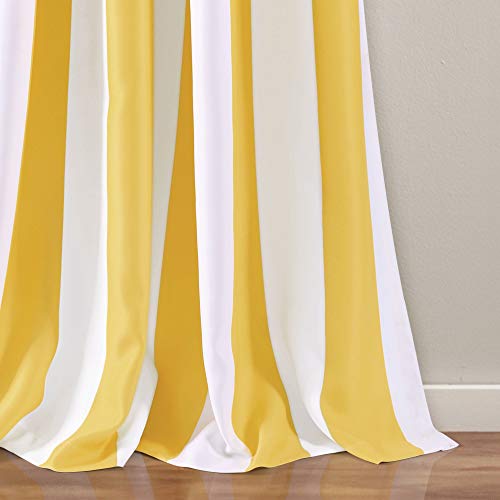 Lush Decor Wilbur Stripe Light Filtering Window Curtain Panel Pair, 95" x 52", Yellow, W 52" x L 95" (2 Panels) - Image 2