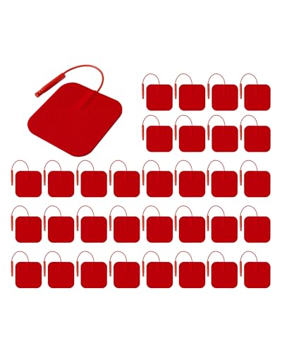 40PCS Value Pack TENS Unit Replacement Pads, Reusable Latex-Free TENS Unit Electrodes Pads Compatible with AUVON TENS, TENS 7000, Neocarbon, Nicwell, Etekcity, TENKER (RED)