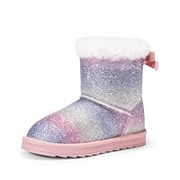 DREAM PAIRS Girls Boots Kids Winter Faux Fur Warm Snow Ankle FuzzyChic Kid's Bow Boots for Toddler/Little Kid,Size 13 Little Kid,Rainbow/Glitter,SDSB2409K
