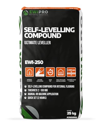 Self-Levelling Compound Ultimate Leveller, EWI-250, 25kg, Internal Flooring, for Wide Range of Surfaces, Quick Drying, Perfect for Floor Heating Systems