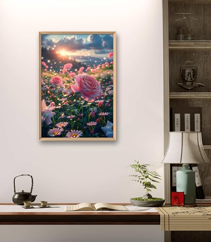 Image of Leczany Cross Stitch Stamped Kits for Adults Beginners Patterns Craft Kit Needlepoint Full Range of DIY Embroidery Kits Starter 11CT 3 Strands | Sunshine Rose 15.8x22.4 inches