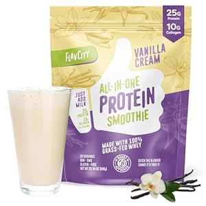 FlavCity Protein Powder Smoothie, Vanilla – 100% Grass-Fed Whey Protein Smoothie with Collagen (25g of Protein) – Gluten Free & No Added Sugars (29.84 oz)