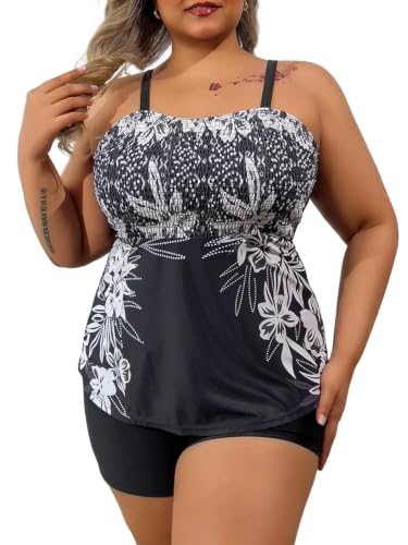 Maillot de bain plage pour femmes deux pièces taille grande fleuri