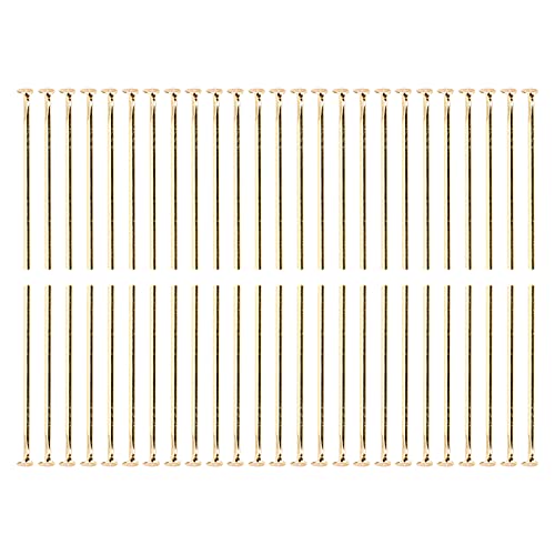 Restokki Stainless Steel Flat Head Pins Jewelry Making Parts Accessory for Craft Bead Pendant (Golden Flat Head pin 20mm)