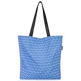 HOLYLUCK Women's Tote Bag with Buckle and Zipper Inner Pocket Reusable Shoulder Bag for Shopping,Beach,Gym(Geometric Blue)