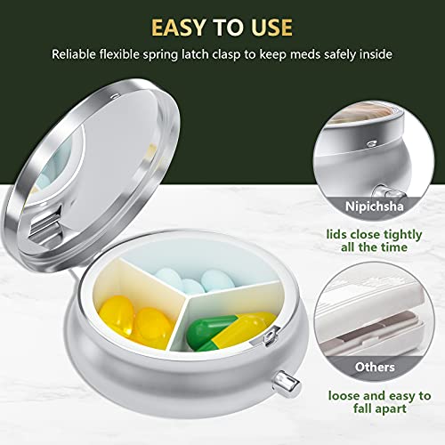 Image of Pill Box, Small Pill Case for Purse & Pocket, Travel Medicine Organizer
