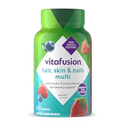 Vitafusion Gorgeous Hair, Skin Nails Multivitamin Gummy Vitamins, plus Biotin and Antioxidant vitamins CE, Raspberry Flavor, 100ct (33 day supply), from America’s Number One Gummy Vitamin Brand