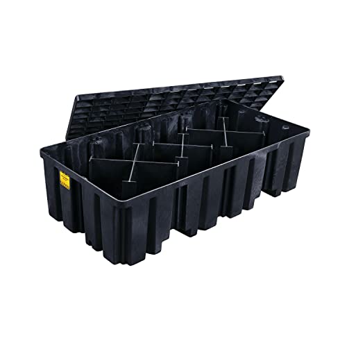 Image of Eagle 2 Drum Spill Containment Pallet with Forklift Pockets, 51.5 inchx26.25 inchx13.75 inch, 66 Gallon Sump, 4,000 lbs. Load Capacity Secondary Containment Pallet, Made in USA, Black, 1620BND