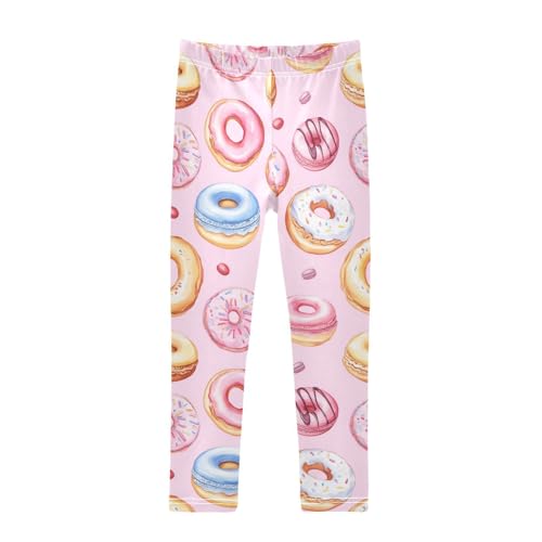 Wusikd Watercolor Girls' Leggings Toddler Doodles Doughnuts Kids Yoga Pants Dance Active Tights 4T