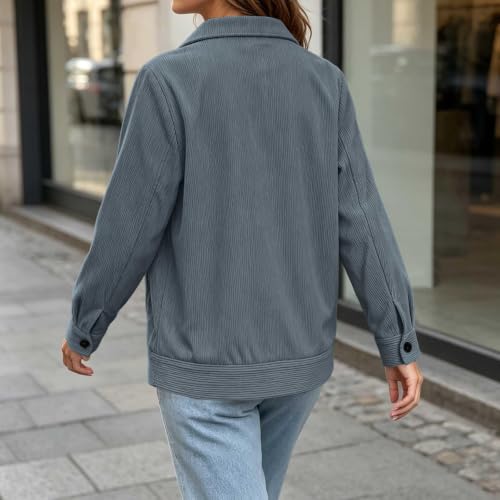 Gumipy Corduroy Jacket Women Button Down Casual Collared Shirt Crop Coats - image 5