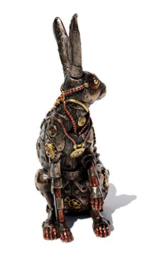 Estatua de conejo steampunk en bronce antiguo 15 cm miniatura 4