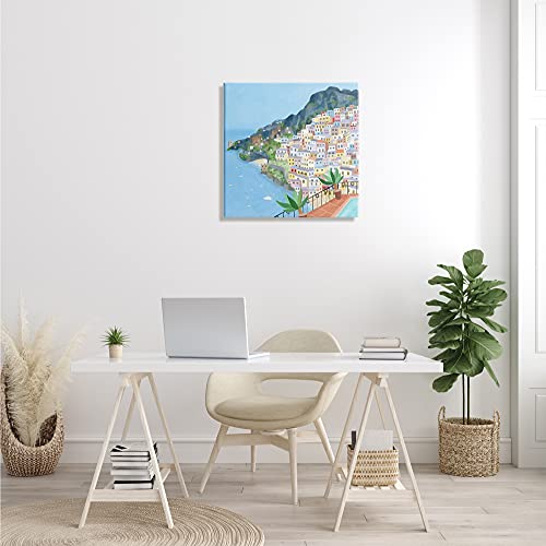 Image of 'Positano Cliffside Coastal City Architecture'| Canvas Art | Stupell Industries | 24 x 24 Inches, Easy to Hang and Sturdy, Made in USA, by Carla Daly