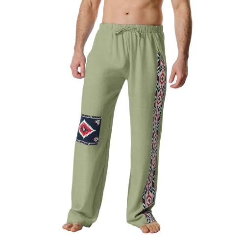 Man Graphic Loose Fit Pants for Man Linen Pleated Straight Leg Long Leg Summer Fall 2025