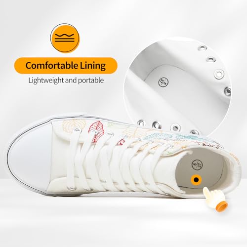 Image of ZGR Womens High Top Canvas Sneakers,Lace-up Casual Tennis Walking Shoes | Breathable canvas upper,memory foam comfort,non-slip outsole,high-top lace-up,for walking,tennis,travel,casual