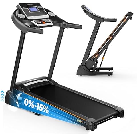 Treadmills for Home,Treadmill with 0-15% Auto Incline,Foldable Treadmills Walking with 300LBS Weight Capacity, Incline Treadmill Equipped with Bluetooth & Pulse Monitor,APP,Large LCD Screen Cover