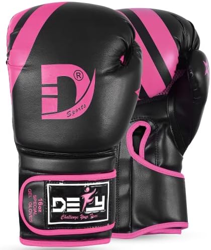 DEFY Marvelous Boxing Gloves for Women & Men- Training Muay Thai Gloves- Kickboxing Punching Bag Gloves-Leather Sparring Heavy Bag Workout MMA Gloves