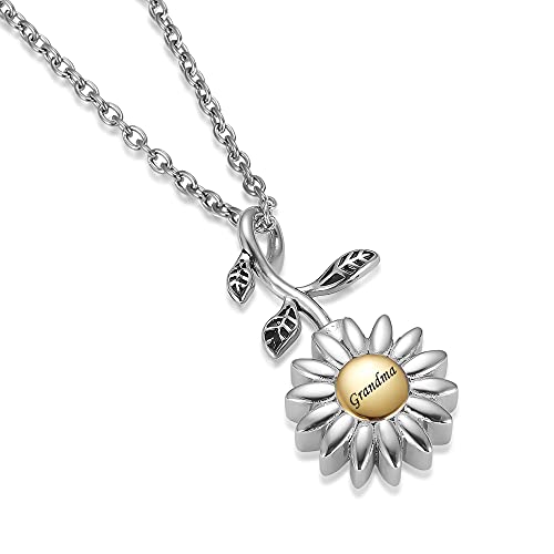 Sunflower Cremation Jewelry for Ashes for women Keepsake Stainless Steel Memorial Pendant Cremation Urn Necklace for Human Ashes3