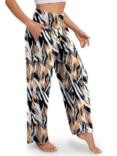 Image of Gracyoga Wide Leg Yoga Pants for Women Casual Loose Cozy Sweatpants High Waisted Lounge Pajama Flowy Pants With Pockets