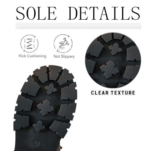 Girls Leather Lace Up Combat Knee High Boots with Side Zipper Fashion Buckle Straps Comfort Round Toe Chunky Heels Riding Boots Non Slip Lug Sole Motorcycle Boots Little Kid/Big Kid4