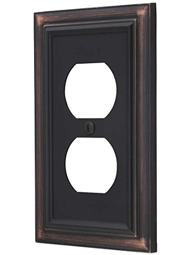 Amerelle Continental Single Duplex Cast Metal Wallplate in Aged Bronze
