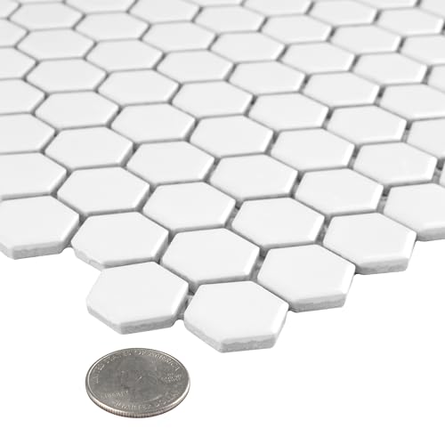 Metro 1" Hex Matte White 10-1/4" x 11-7/8" Porcelain Mosaic Floor and Wall Tile