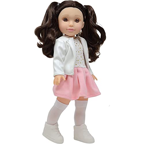 Glamour Girlz 14' Poseable Fashion Doll - Dolls for Girls Ages 3 Year Old and up - Dolls for 7 Year Old Girls (Brown Hair)