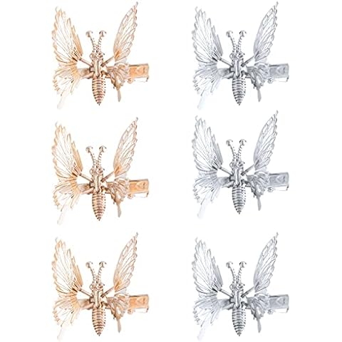YngFfb Butterfly Hairpin, 6PCS Butterfly Hair Clips, Metal Alloy Glitter Barrettes Butterfly Shaped Hairpin Cute Hollow Hair Clamps Hair Accessories For Girls Teens Women Cover