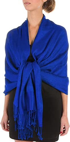 Sakkas 70" x 28" Paisley Self-Design Shawl / Wrap / Stole - Royal Blue