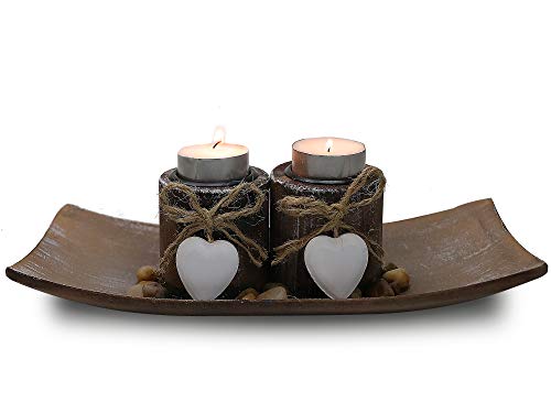Misixile Rustic Decorative Tea Light Candle Holders,Wood Tealight Candle Holder Set Of 2, Table Centerpieces For & Christmas & Home Décor & Wedding Party & Coffee Table Decor #TOP6