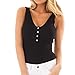 Produktbild URSING T-Shirt Frauen Sexy Einfarbig Gerippt Ärmellose Blusen mit Knopf Tank Tops Weste Bluse Sommertop Trägertop Sommerblusen Trägershirts Blusenshirt Cami Panzer Festlich Oberteile (L, Schwarz)