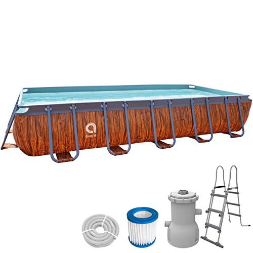 Avenli Pool 540 x 250 x 100 cm Stahlrahmen Aufstellpool Komplettset mit Leiter Filterpumpe Schläuchen und Filterkartusche Framepool braun rechteckig Swimming Schwimmbecken
