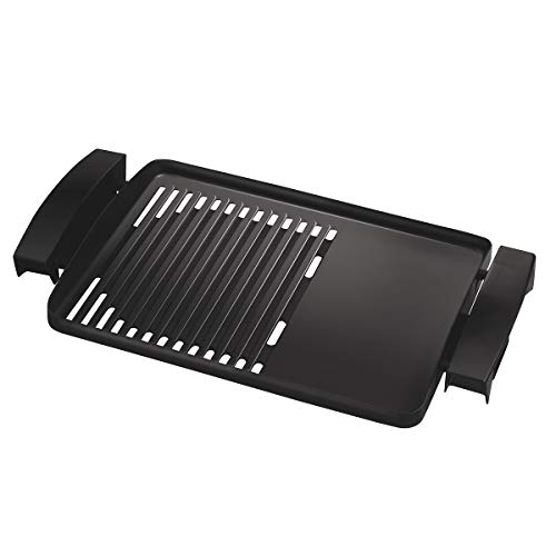 Cloer 6720 Barbecue-Grill mit Aluminium-Druckgussplatte, Antihaftbeschichtet, Glasdeckel, 2200 Watt, Grillfläche: 29 Barbecue-Grill, silber, schwarz