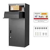 Merapi Package Delivery Box, Pre-Assembled No-Install Parcel Drop Box, Weatherproof Anti-Theft Steel Design (Industrial Blackened Steel)