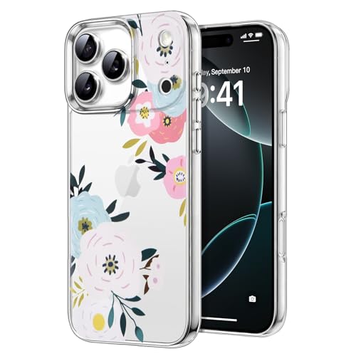 Coque iPhone 17 Pro Max motif fleurs rose blanche idée cadeau