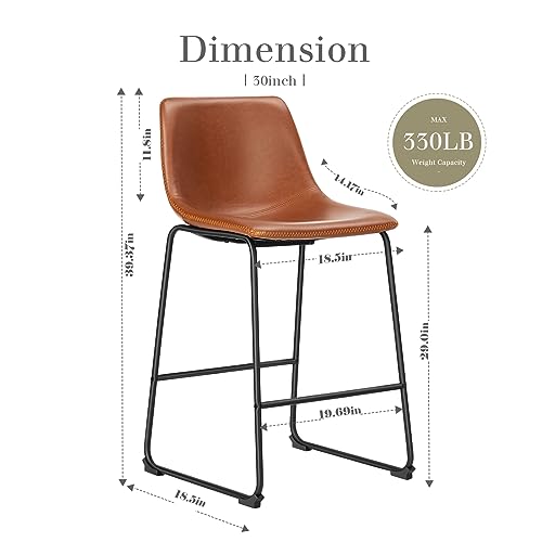 image for JHK 30 inch Counter Height Bar Stools Set of 4, Modern Faux Leather Hi