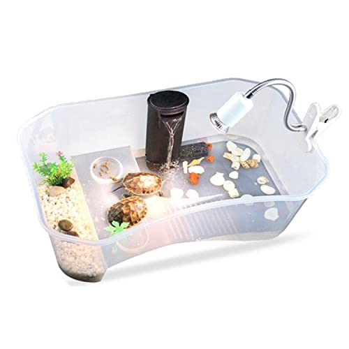Image of Jainsons Pet Products Turtle Tank Aquarium-Turtle basking Platform，Swimming Area, breeding Hibernation Area, (Accessories not Included) Color May Vary (15 INCH-TANK-D-13)