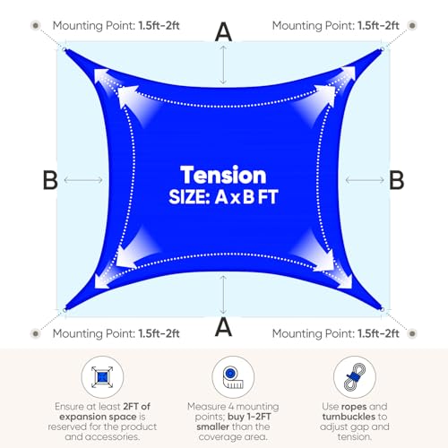 Quictent Waterproof Sun Shade Sail for Patios 185G Polyester Fabric Cloth, 98% UV Block Outdoor Awning Shelter for Commercial, Backyard, Garden, Deck, Hardware Kit Included 20x16 ft, Blue