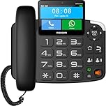 Maxcom MM42D SE 4G VoLTE - Corded Desk Smartphone for Office & Home use - Color 4" Touch Screen - Wi-Fi HotSpot - SOS Button - Bluetooth - WhatsApp - Android