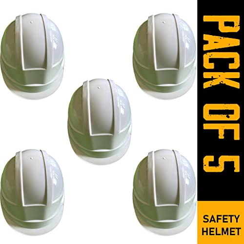 Image of LADWA White Heavy Duty Director Safety Helmet, ISI Marked Industrial Head Protection Hard Hat for Construction and Outdoor Safety Use (Pack of 5)