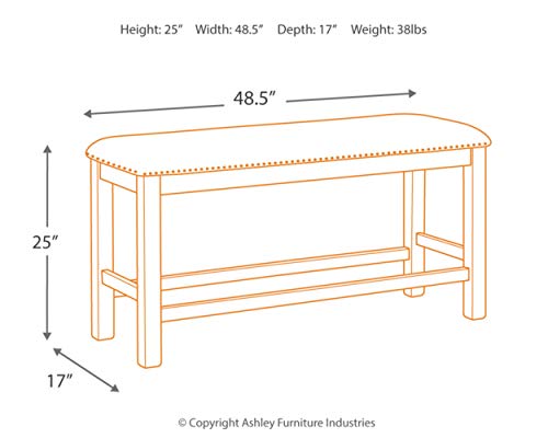 Signature Design By Ashley Morriville Counter Height Upholstered Dining Room Bench, Brown #TOP2