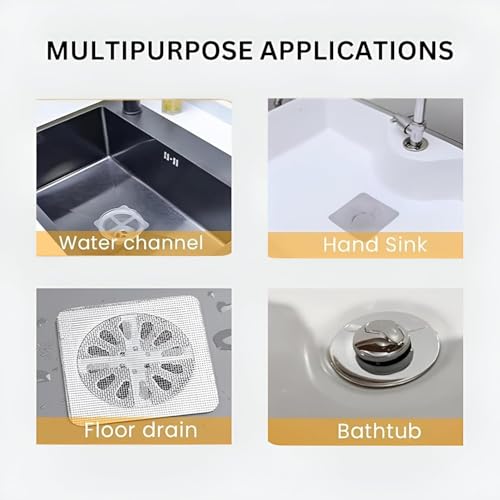 Image of Brush Sink Stopper (20 Pcs) Disposable Shower Cover Hair Catcher Shower Drain Mesh Stickers, Bathroom, Laundry, Bathtub, Kitchen Sower Drain Floor Sinks Dusting Wand for Sugar (Silver)