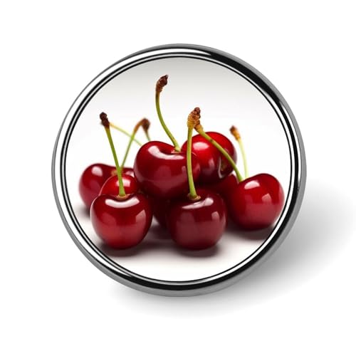 Aluminium Alloy Round Badge Brooch Pins for Men Chilean Cherries Brooches Elegant Pin for Women Fashion Button Badges Brooch Badge for Hats Jackets Shirts