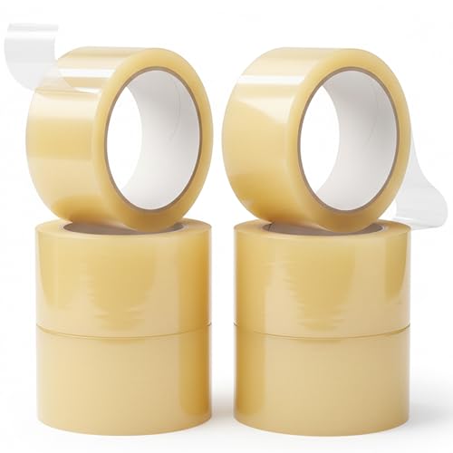 Barakatu Cinta de Embalaje Transparente ROLLO GRANDE 48 mm x 100 mts - Cinta Adhesiva Impermeable de Alta Adherencia y Reforzada - Fácil Adhesión Para Cajas y Paquetes