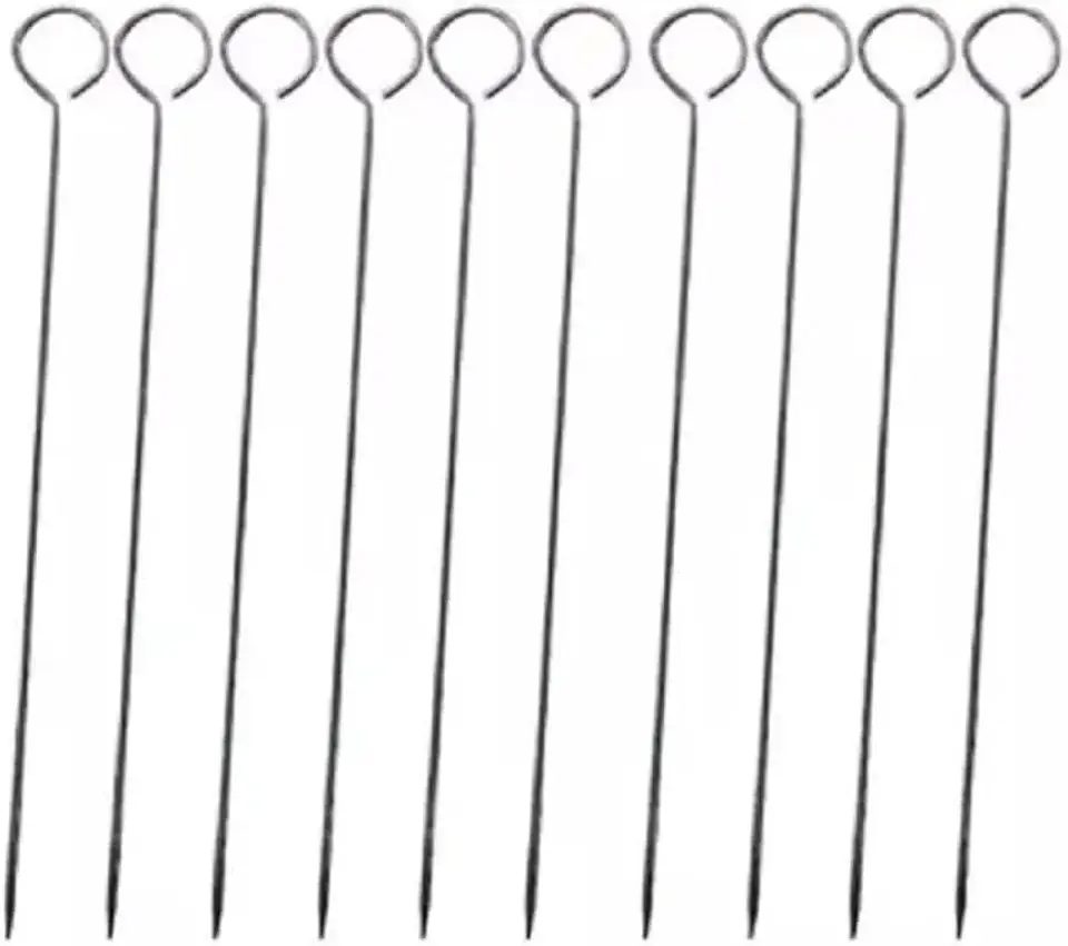 Kit 10 Mini Espetos de Aço Inox 26cm - Espetinhos para Carne e Churrasco
